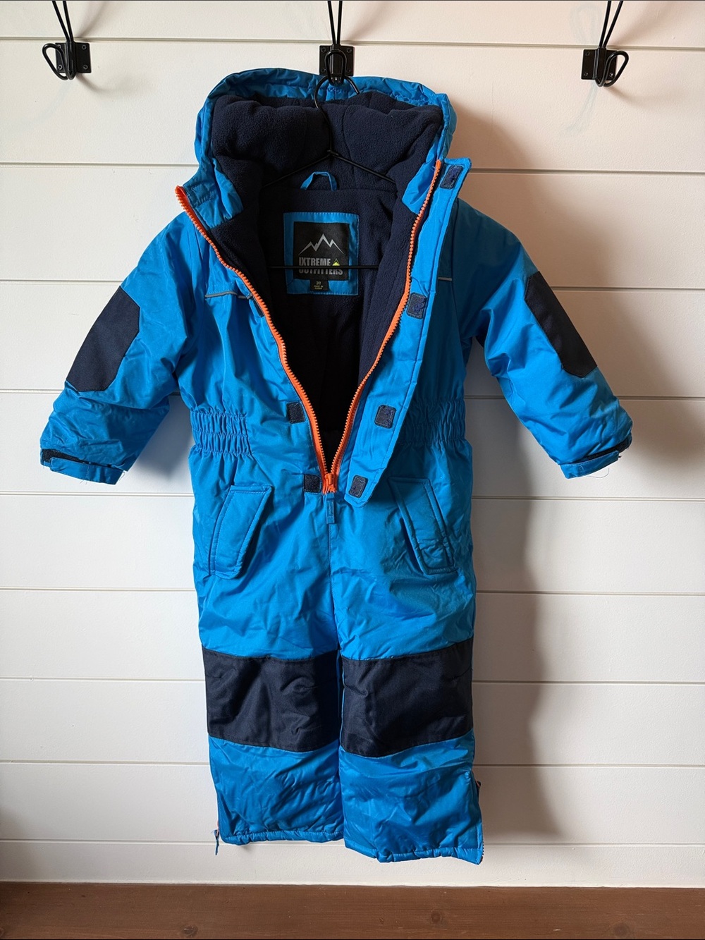 Blue Kids Snow One-Piece Snowsuit with Hood